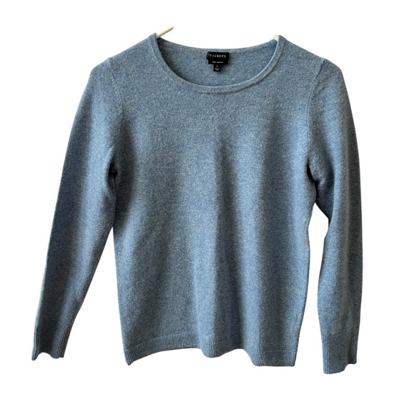 TALBOTS SWEATER SZ S CASHMERE LUXURY CREWNECK BUTTON CUFF OFFICE MINIMALIST SOFT - Picture 2 of 10